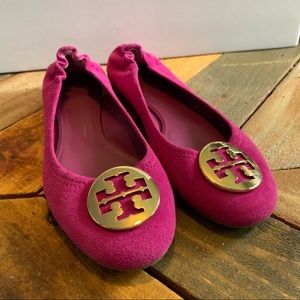 Tory Burch Pink Magenta Suede Ballet Flats “Reva”